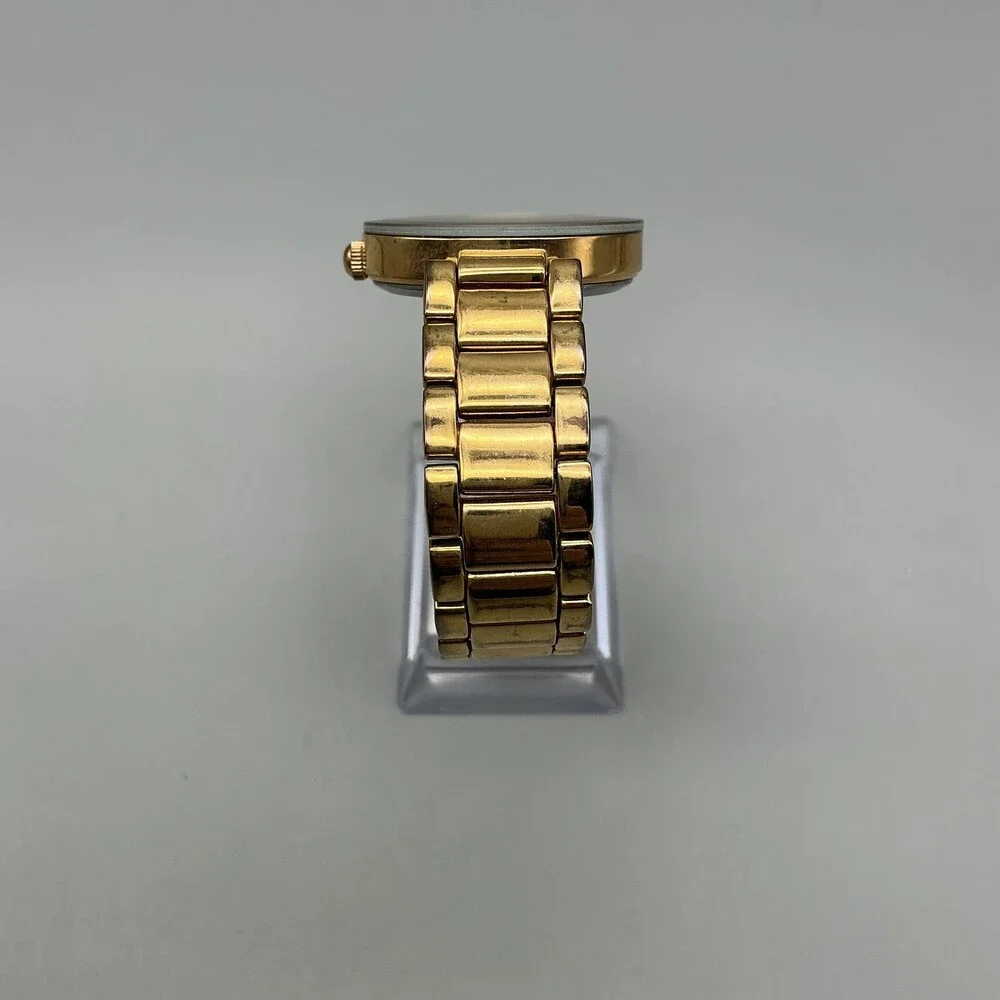 Anne Klein Womens Watch 32mm Champagne Dial Gold Tone Diamond New Battery 7.25
